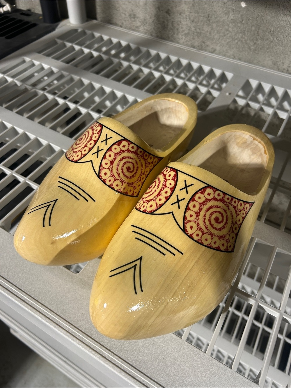 Yellow Decorative Wooden Clogs - Traditional Slip-On Womens Shoes